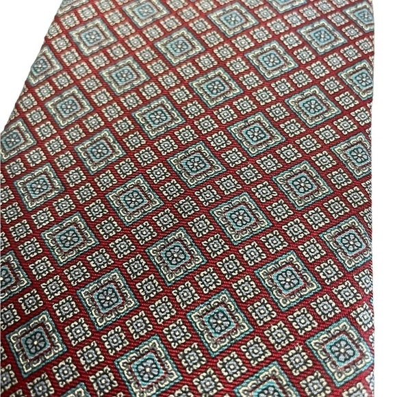 CHRISTIAN Dior Vintage Men’s Designer Geometric Squares Silk Tie Medallion 3.5 - Picture 6 of 7